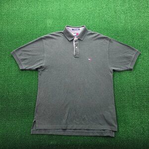 Tommy Hilfiger Polo Shirt Mens Large‎ Green Short Sleeve Vintage Golf Preppy